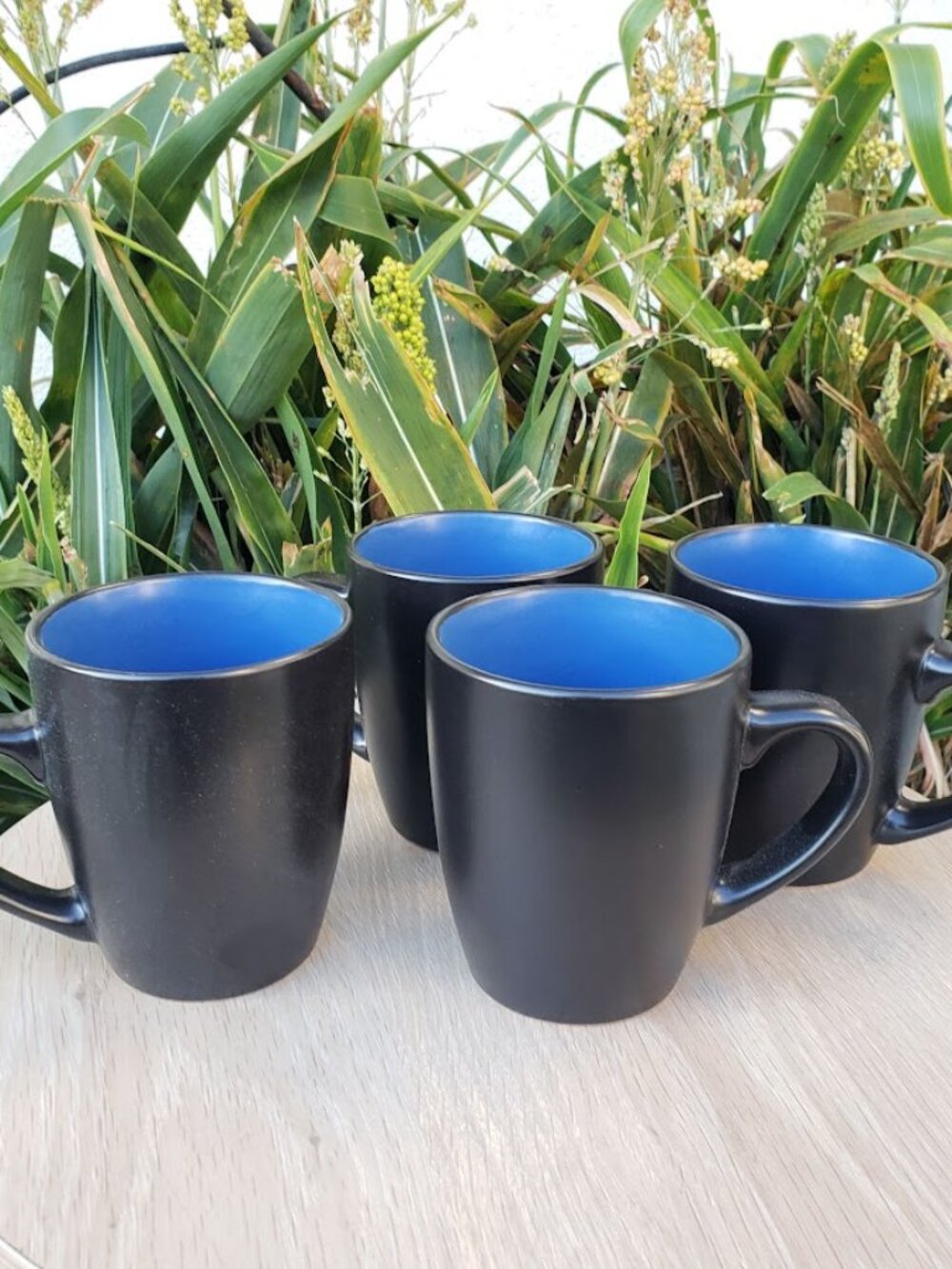 NEW Stone Lain 4 Piece Stoneware mugs cups Coffee Tea dishes Dinnerware Set Blue